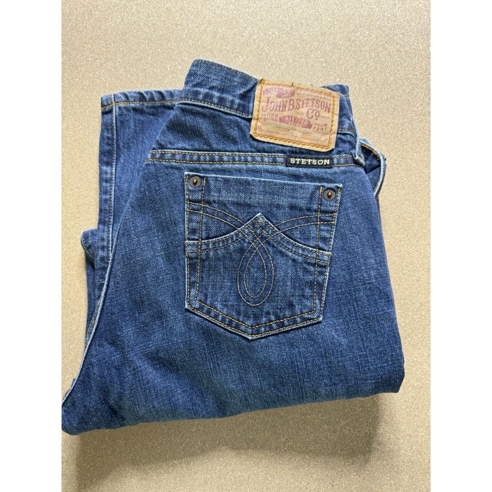 John B Stetson Pants Womens 8 SHORT Blue Denim Jeans Bootcut Western No. 816